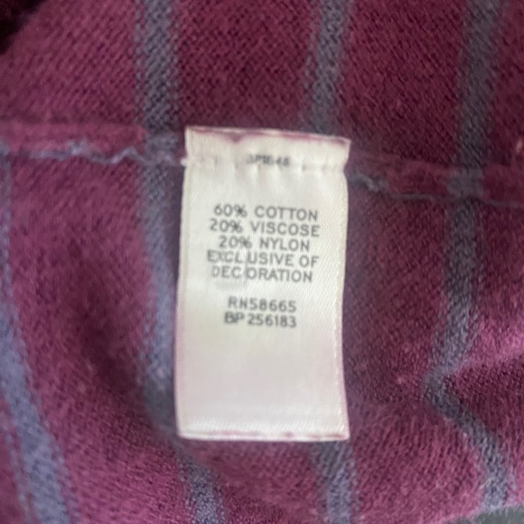Rubbish Nordstrom Purple Plum Sweater with Gray Stripes & Brown Elbow Patches - Picture 9 of 11